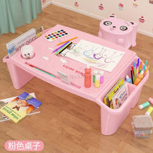 Load image into Gallery viewer, Small desk on plastic bed Children&#39;s writing study desk Children&#39;s multi-functional toy dining table
