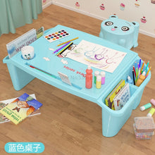 Load image into Gallery viewer, Small desk on plastic bed Children&#39;s writing study desk Children&#39;s multi-functional toy dining table

